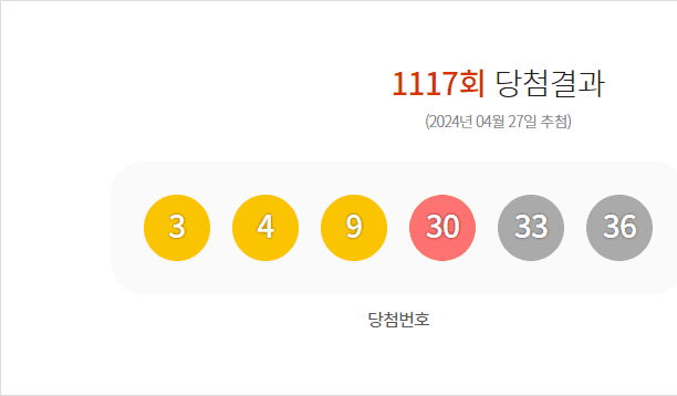 로또 1117회 당첨결과