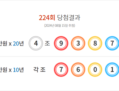 연금복권 224회 당첨결과 및 225회 분석