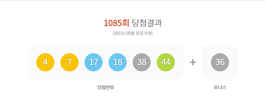 로또 1085회 당첨결과 및 1086회 분석