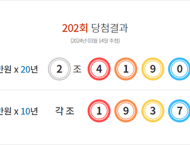 연금복권 202회 당첨결과 및 203회 분석