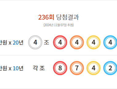 연금복권 236회 당첨결과 및 237회 분석