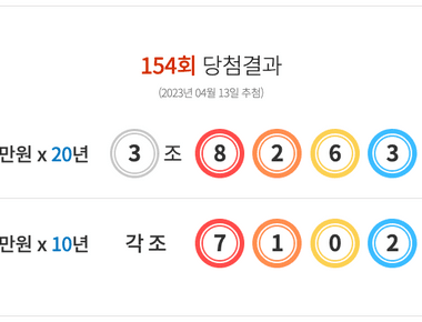 연금복권 154회 당첨결과 및 155회 분석