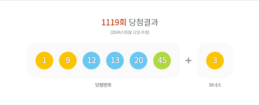 로또 1119회 당첨결과 및 1120회 분석